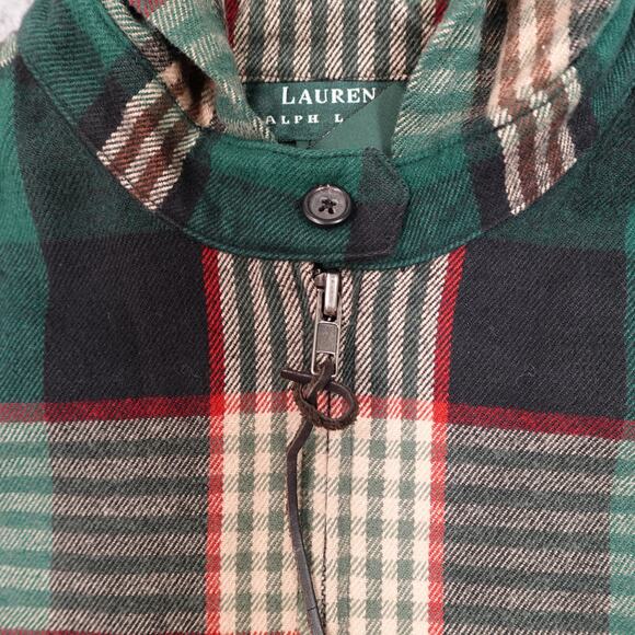 Ralph Lauren Jacket Womens Large Flannel Plaid Full Zip Hooded Hoodie Shacket - Picture 2 of 10